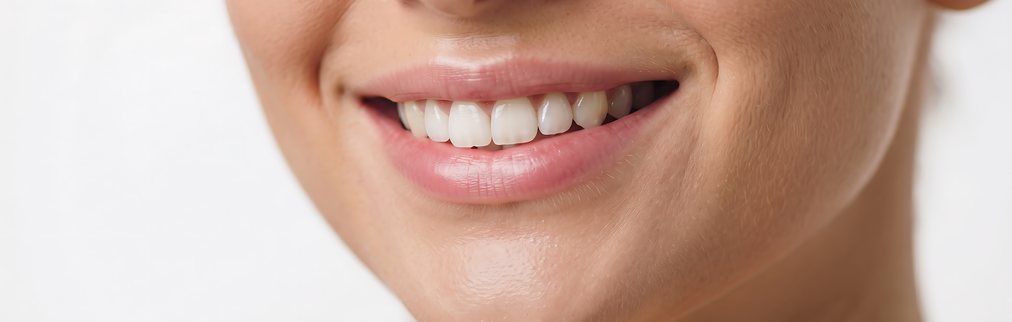 Close-up of a natural, healthy white smile